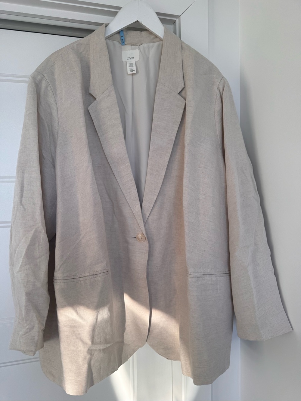 H&M Light Beige Linen-Blend Blazer